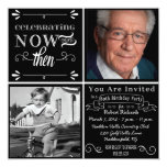 Chalkboard 80th Birthday Square Photo Invitation