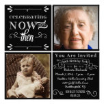 Chalkboard 90th Birthday Square Photo Invitation