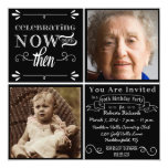 Chalkboard 90th Birthday Square Photo Invitation
