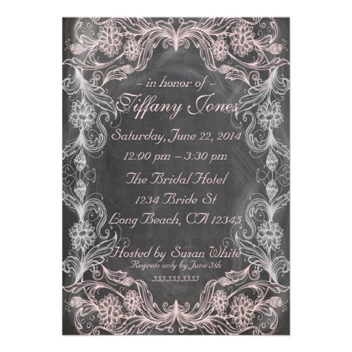 Chalkboard and Lace Vintage Bridal Shower Personalized Invitations