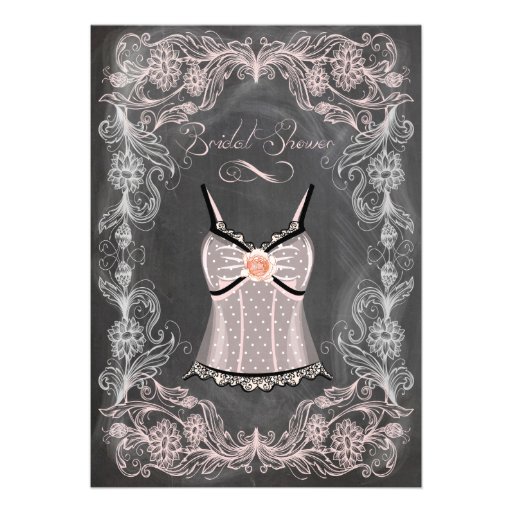 Chalkboard and Lace Vintage Bridal Shower Personalized Invitations