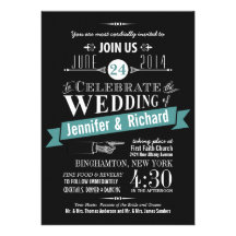 Chalkboard Art Deco Wedding Invitations