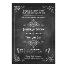 Chalkboard Art Deco Wedding Invitations