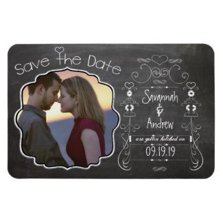 Chalkboard Art Wedding Save the Date Rectangle Magnets