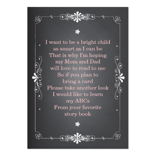 Chalkboard Baby Shower Book Insert Request Card Business Card Templates (front side)