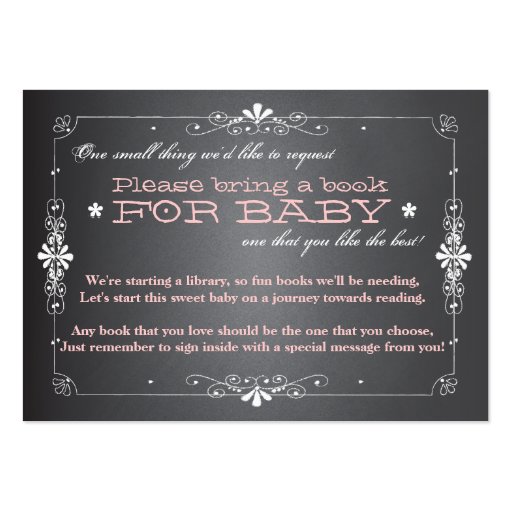 Chalkboard Baby Shower Book Insert Request Card Business Card Template (front side)