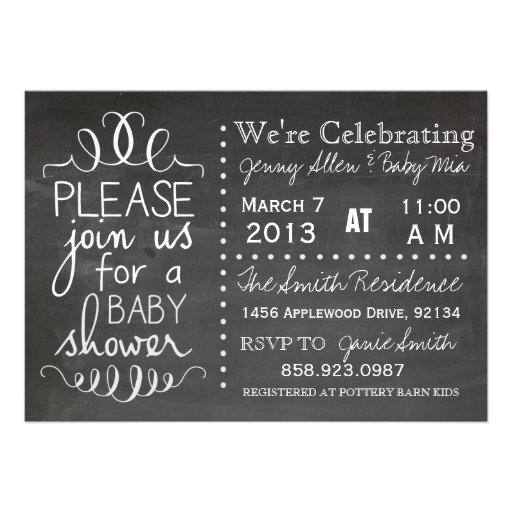 Chalkboard Baby Shower Invitation