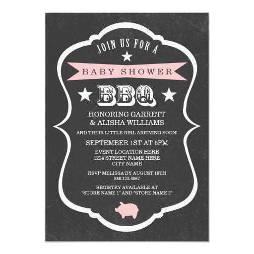 Chalkboard Baby Shower Invitation / Girl Personalized Invitation (front side)