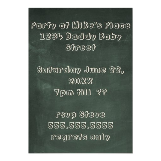 Chalkboard BBQ Diapers and Dads Baby Shower Personalized Announcements