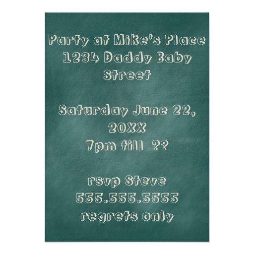 Chalkboard Beer Diapers and Dads Baby Shower Personalized Invitation