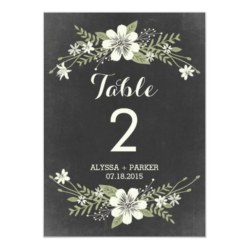 Chalkboard Blooms Double-Sided Table Number Card Invites