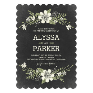Chalkboard Blooms Wedding Invitations Personalized Announcement