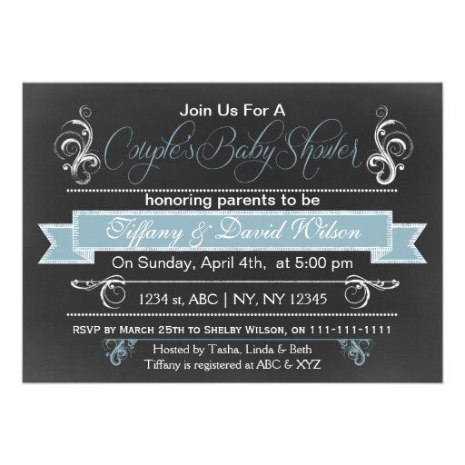 chalkboard blue Couple's Baby shower Invitation