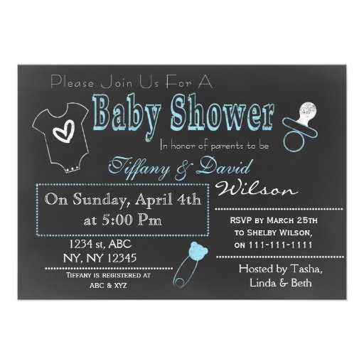Chalkboard blue Couple's Baby shower Invitation