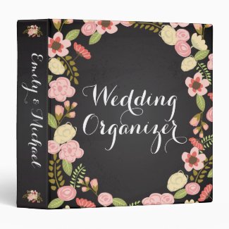 Chalkboard Botanical Wedding Organizer 3 Ring Binders