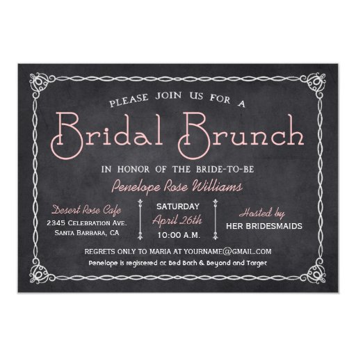 Chalkboard Bridal Brunch Bridal Shower Invitations (front side)