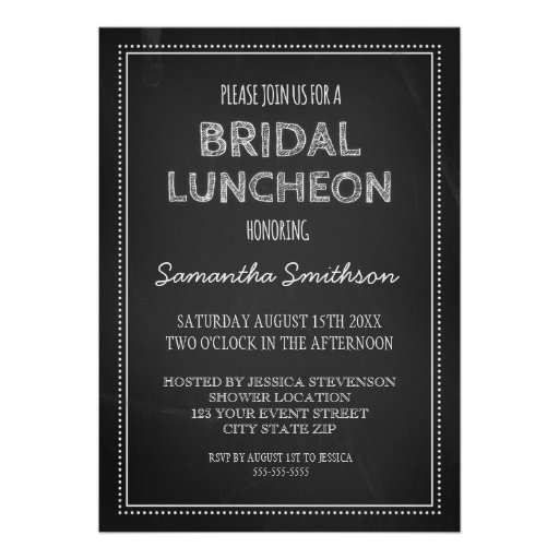 Chalkboard Bridal Lunch Invitation Cards