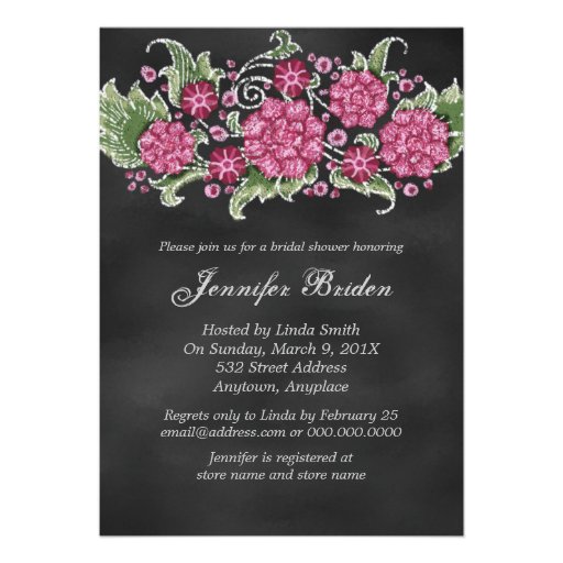 Chalkboard Bridal Shower Rustic Flowers Personalized Announcements