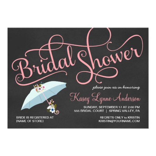 Chalkboard Bridal Shower Umbrella Invitations