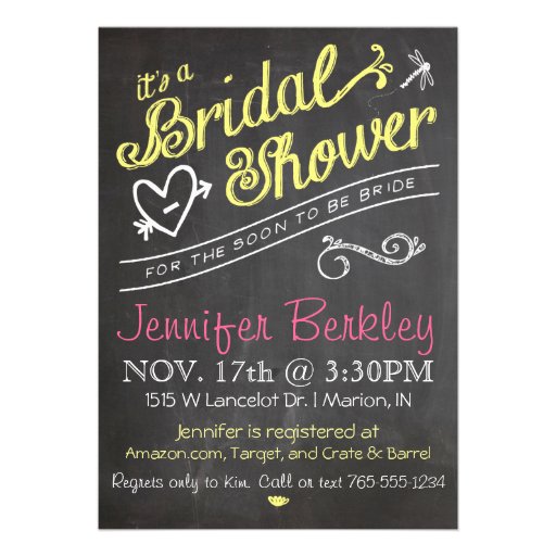 Chalkboard Bridal Wedding Shower Invitation