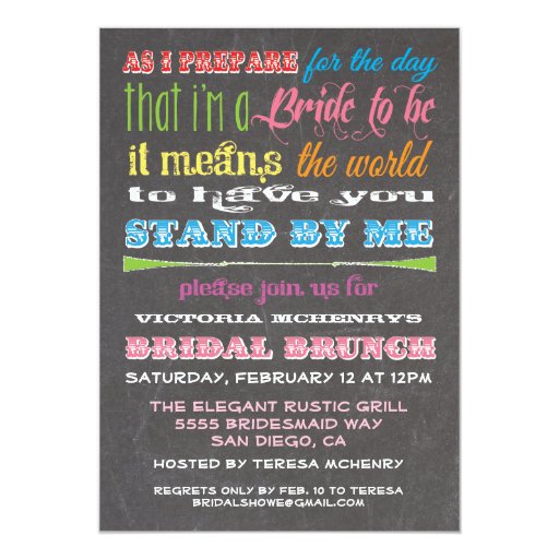 Chalkboard Bridesmaid Brunch Invitations