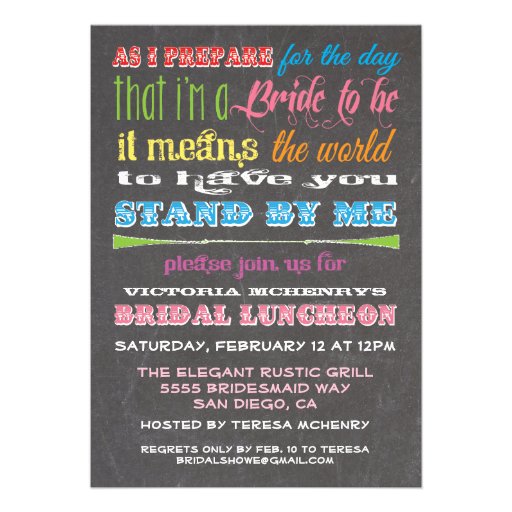 Chalkboard Bridesmaid Luncheon Invitations