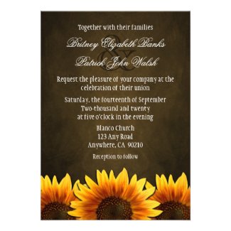 Chalkboard Brown Sunflower Wedding Invitations