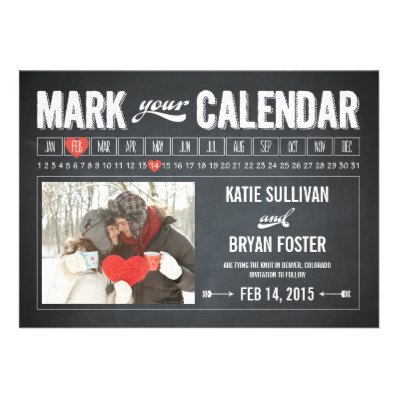 Chalkboard Calendar Photo Save The Date Cards
