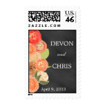 Chalkboard Cascading Fall Flowers Wedding Postage