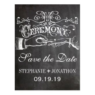 Chalkboard Ceremony Vintage Save the Date Postcard