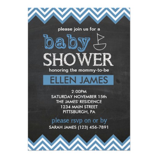 Chalkboard Chevron Boy Baby Shower Invitation