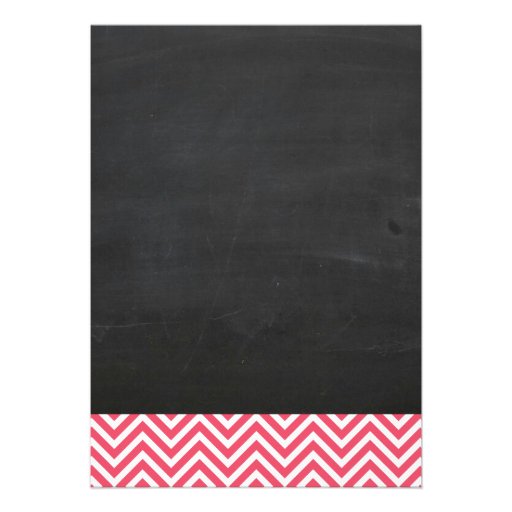 Chalkboard Chevron Bridal Shower Coral Pink Custom Invitations