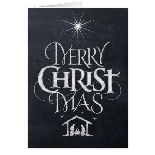 Chalkboard Christian Merry Christmas Christ Card Zazzle