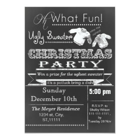 Chalkboard Christmas Ugly sweater Party Invites