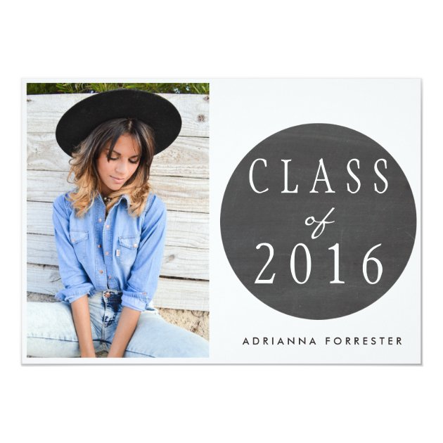 Chalkboard Class Of 2016 Graduation Party Photo 5x7 Paper Invitation Card (front side)