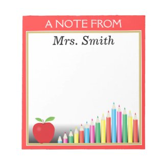 Chalkboard & Colored Pencils A Note From Teacher Memo Pad