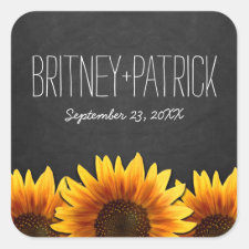 Chalkboard Country Rustic Sunflower Wedding Favors Square Sticker