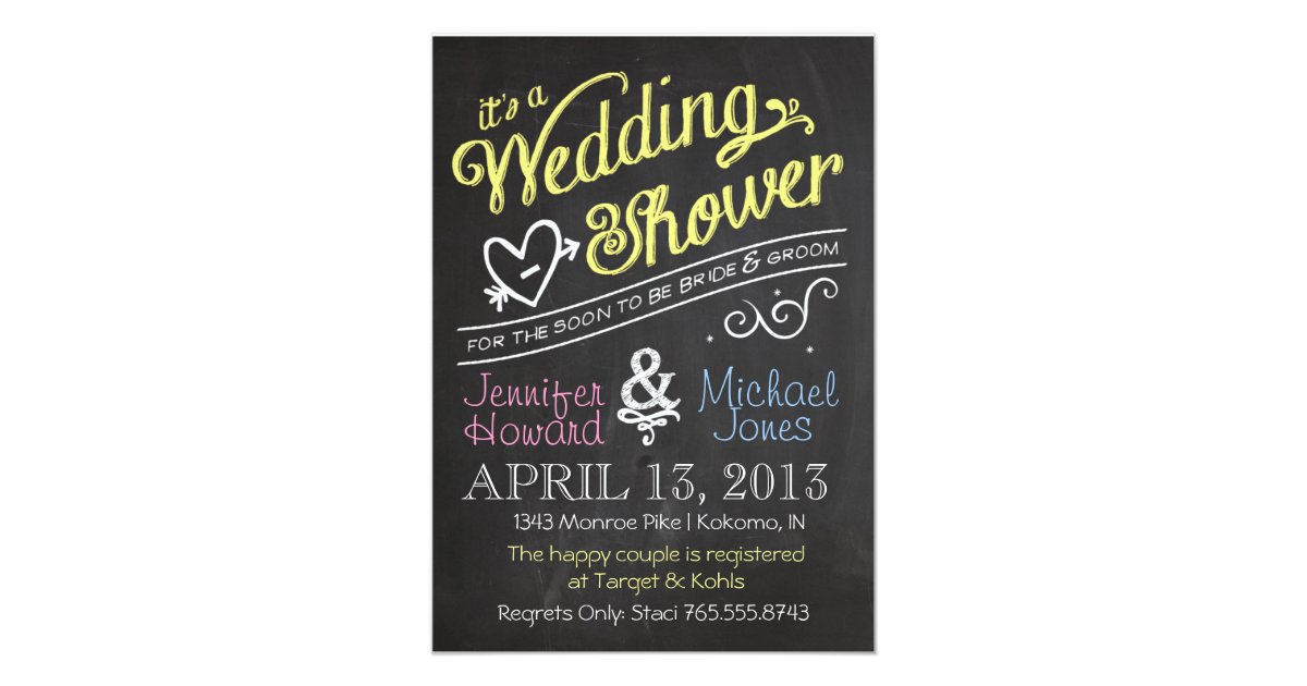Chalkboard Couples Wedding Shower Invitation Zazzle