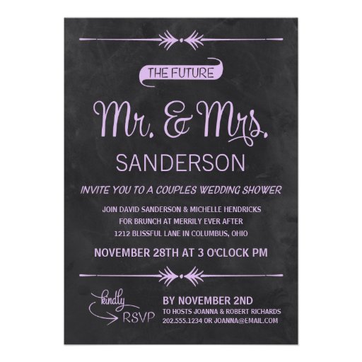 Chalkboard Couples Wedding Shower Personalized Invites