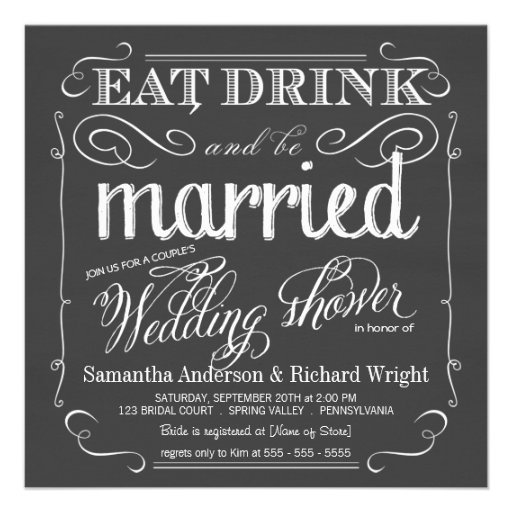 Chalkboard Couples Wedding Shower Invitations (front side)