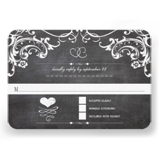 Chalkboard Cute Heart Initials Typography RSVP