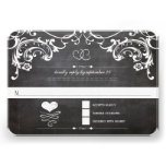 Chalkboard Cute Heart Initials Typography RSVP Invitation