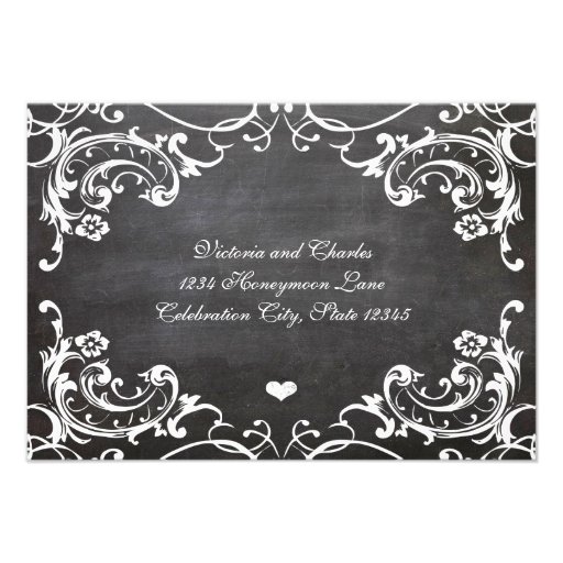 Chalkboard Cute Heart Initials Typography RSVP Invite