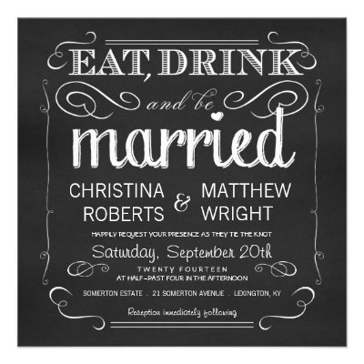 Eat Drink and be Married - Fun Wedding Invitation