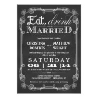 Chalkboard Eat Drink Be Married Wedding Invitation