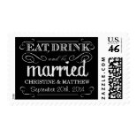 Chalkboard Eat Drink be Married Wedding Postage