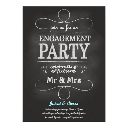 Chalkboard Engagement Party Invitation (front side)