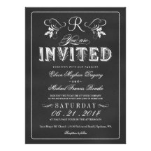 Chalkboard Fancy Monogram Wedding Invitations