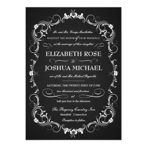 Chalkboard Fancy Typography Wedding Invitations (front side)