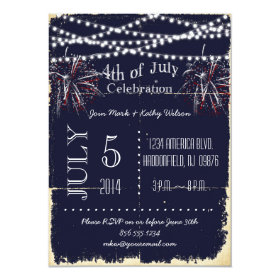 Chalkboard Fireworks 4th of July Party Invitation 4.5